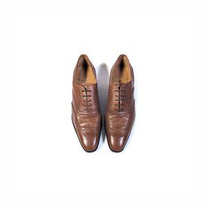 GRAVATI Shoes Handmade 8.5 M Brown Classic Italian Leather Oxfords